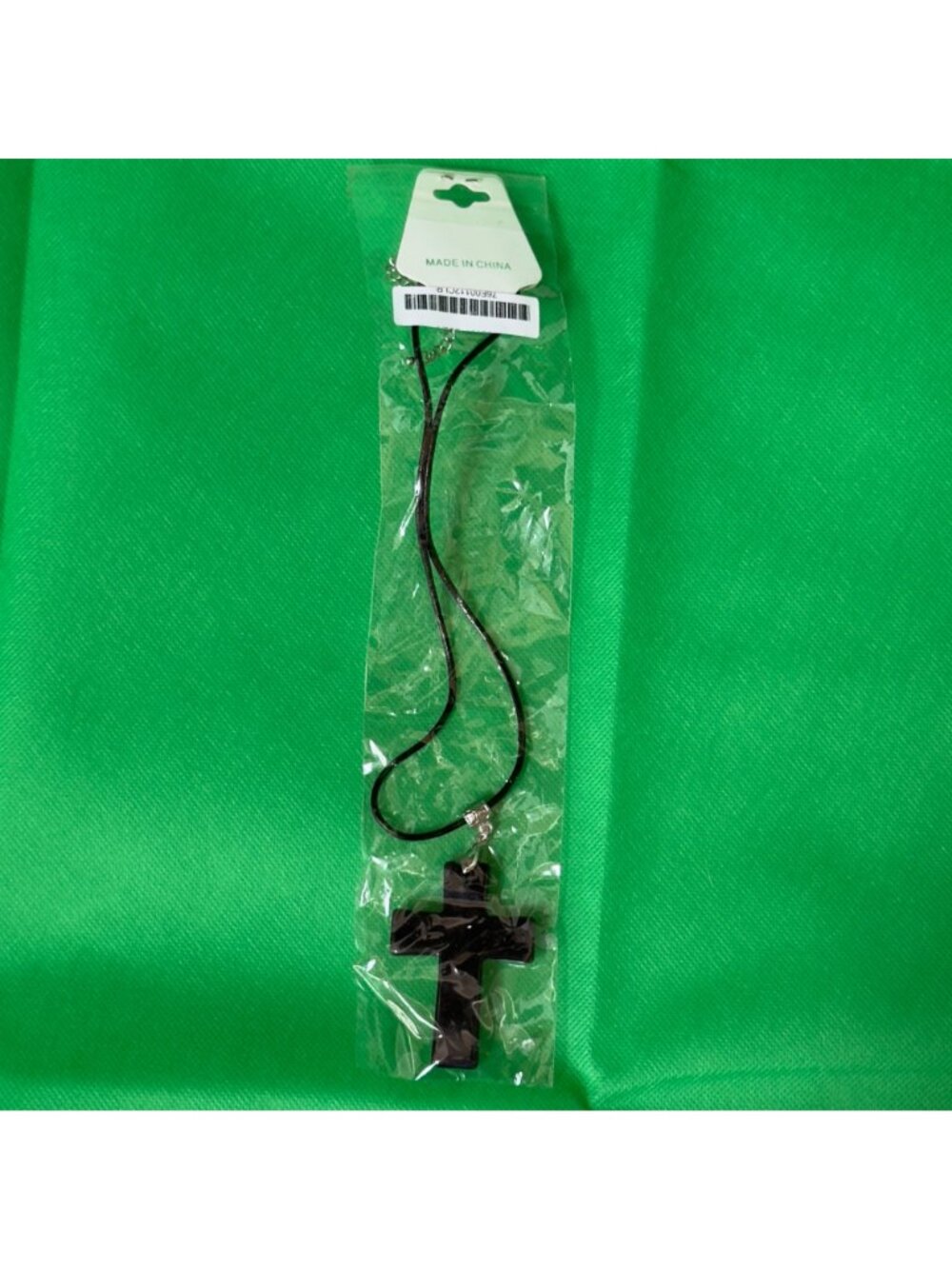 ALLEGRO Black Rhinestone Cross Pendant Necklace With Adjustable Cord - Picture 3 of 9